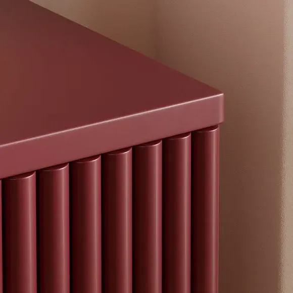 Large Sideboard with Ribbed Detail - Burgundy