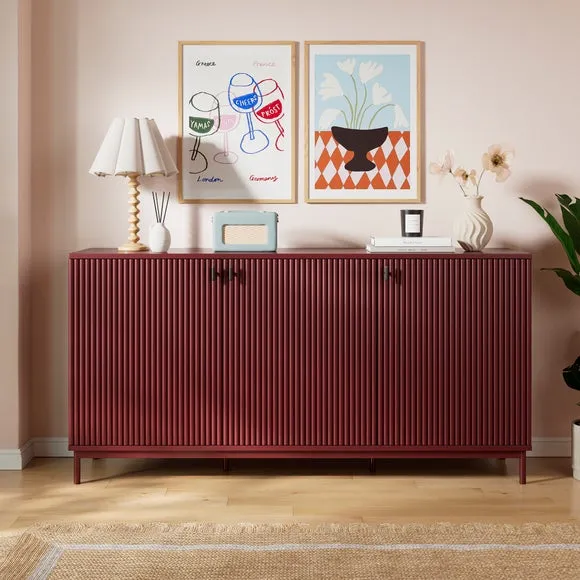 Large Sideboard with Ribbed Detail - Burgundy image
