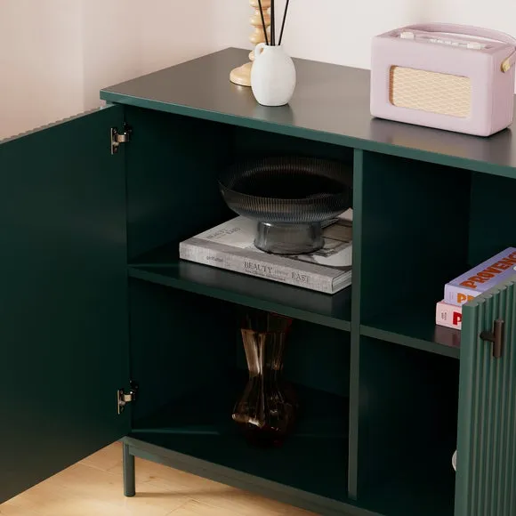 Large Sideboard with Ribbed Detail - Green