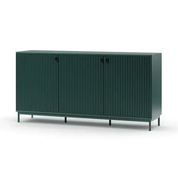 Large Sideboard with Ribbed Detail - Green