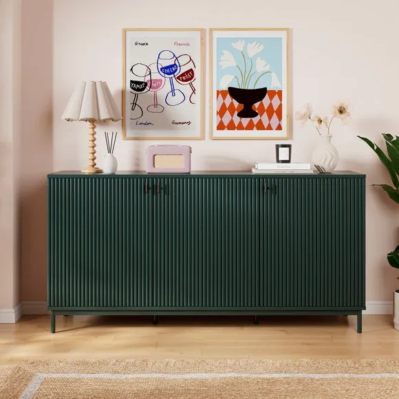 Large Sideboard with Ribbed Detail - Green