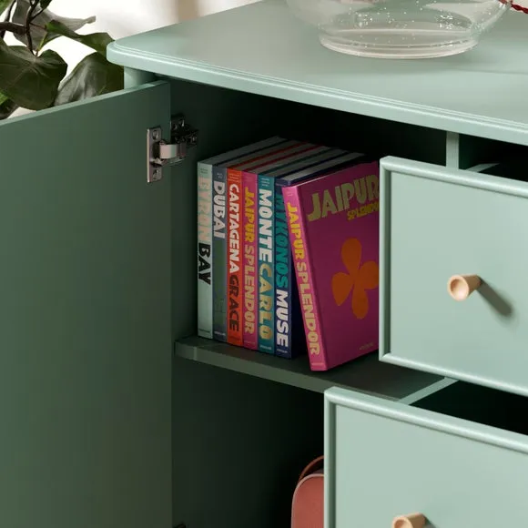 Large Sideboard with Scalloped Detail - Green