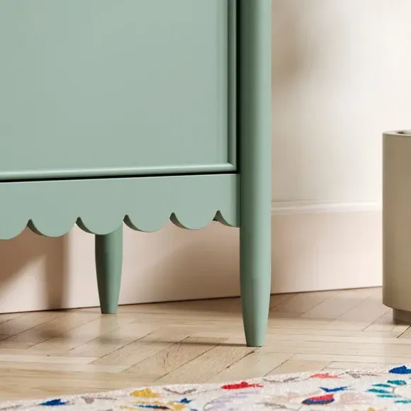 Large Sideboard with Scalloped Detail - Green