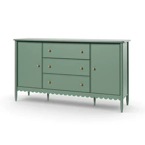 Large Sideboard with Scalloped Detail - Green