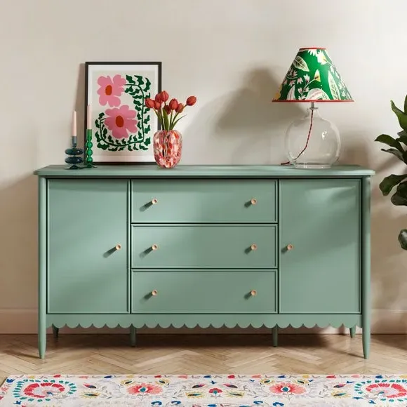 Large Sideboard with Scalloped Detail - Green image