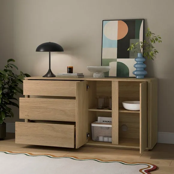 Large Sideboard with Storage - Light Oak Effect
