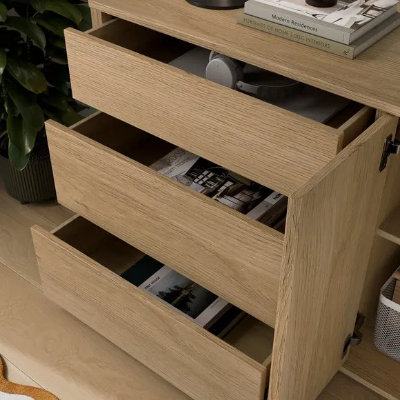 Large Sideboard with Storage - Light Oak Effect
