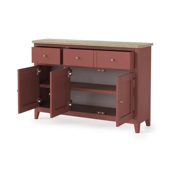 Large Sideboard with Storage - Red, Pine
