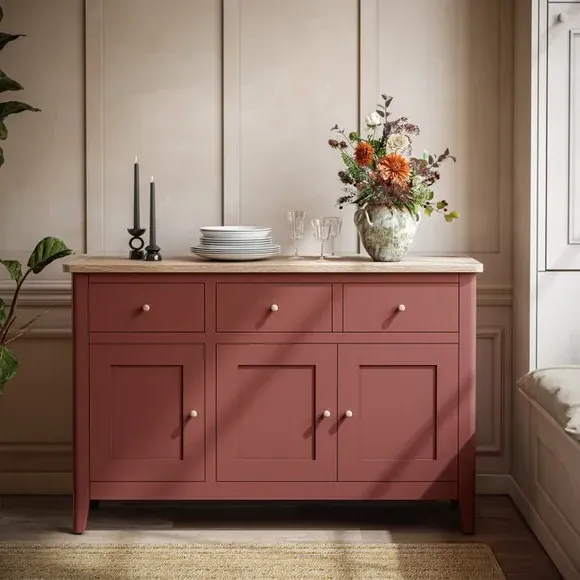 Large Sideboard with Storage - Red, Pine