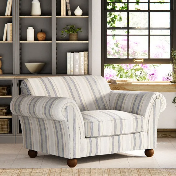 Large Snuggle Chair Striped - Blue, Linen