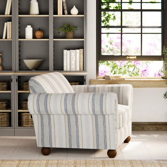 Large Snuggle Chair Striped - Blue, Linen
