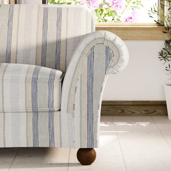 Large Snuggle Chair Striped - Blue, Linen