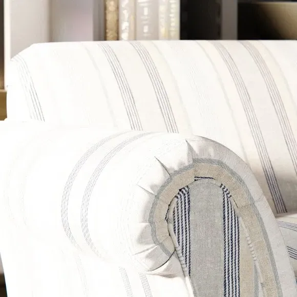 Large Snuggle Chair Striped - Blue, Linen