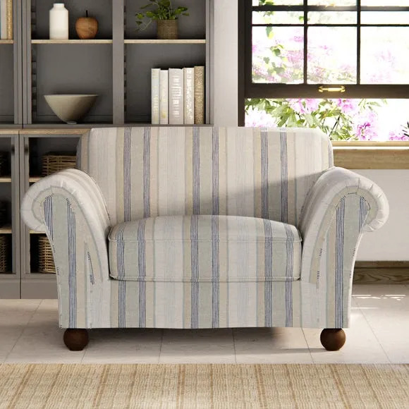 Large Snuggle Chair Striped - Blue, Linen image