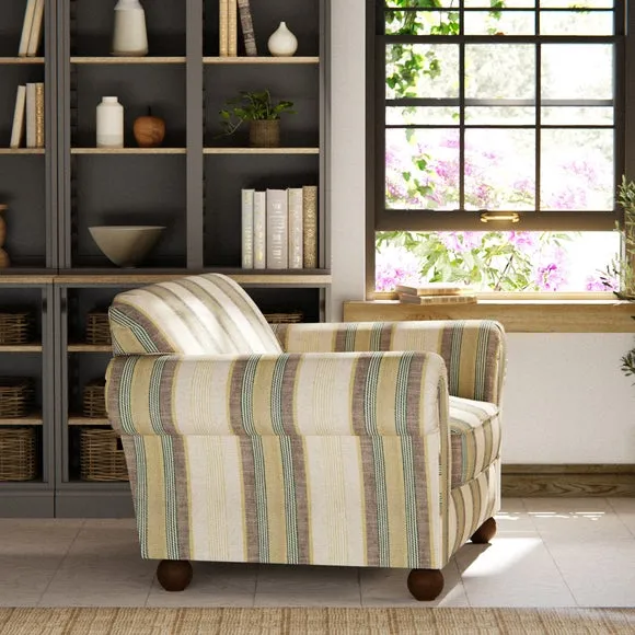 Large Snuggle Chair Striped - Green, Linen