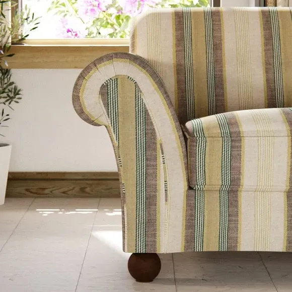 Large Snuggle Chair Striped - Green, Linen