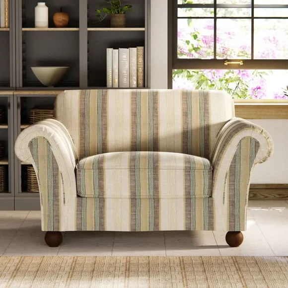 Large Snuggle Chair Striped - Green, Linen