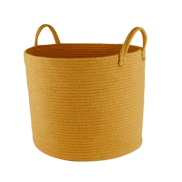 Large Storage Basket with Handle - Mustard, Rope