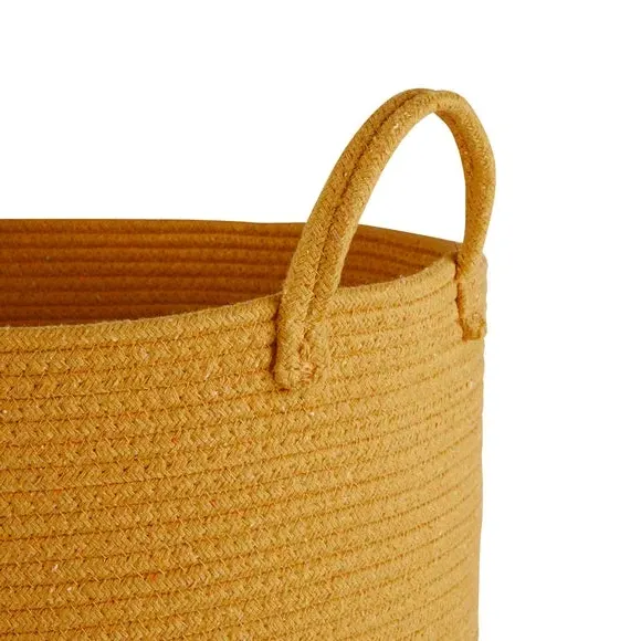 Large Storage Basket with Handle - Mustard, Rope