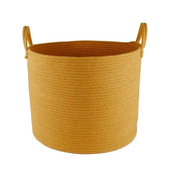 Large Storage Basket with Handle - Mustard, Rope