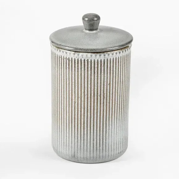 Large Storage Canister with Lid - Grey, Stoneware