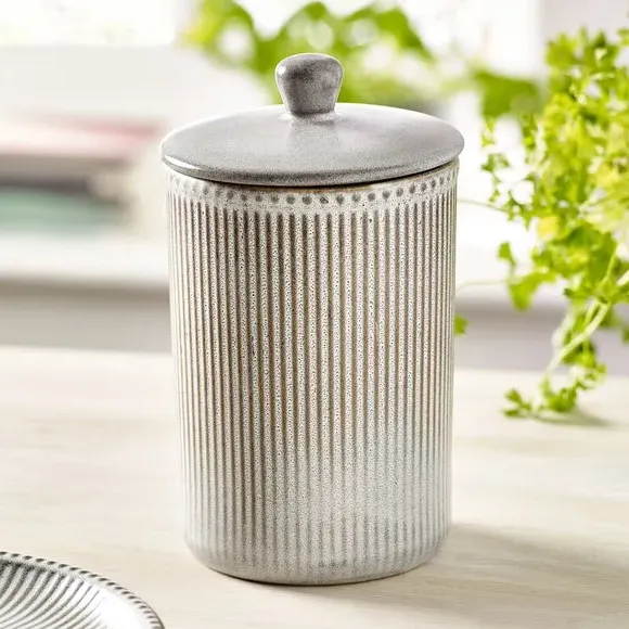 Large Storage Canister with Lid - Grey, Stoneware image