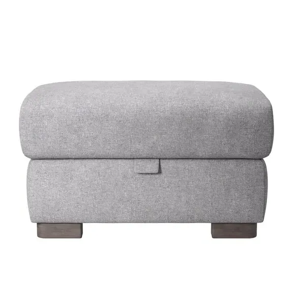 Large Storage Footstool - Grey, Soft Texture