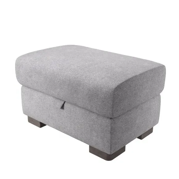 Large Storage Footstool - Grey, Soft Texture