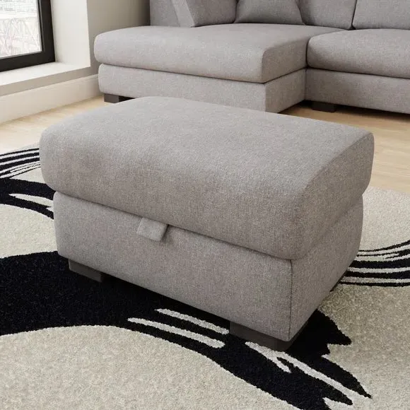 Large Storage Footstool - Grey, Soft Texture image