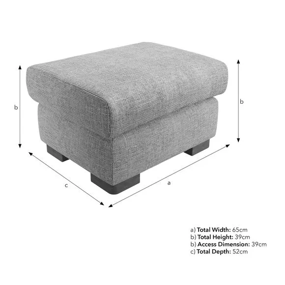 Large Storage Footstool - Silver, Chenille