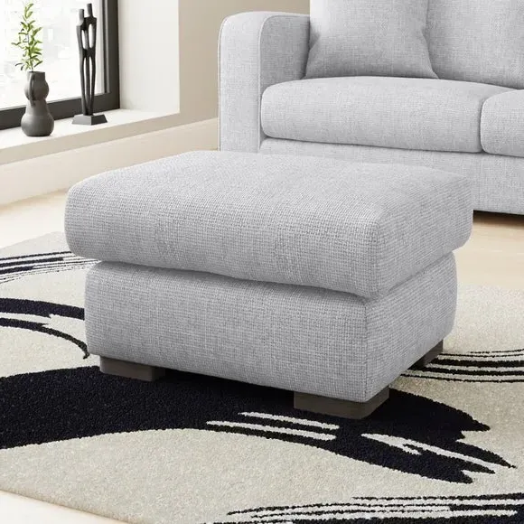 Large Storage Footstool - Silver, Chenille