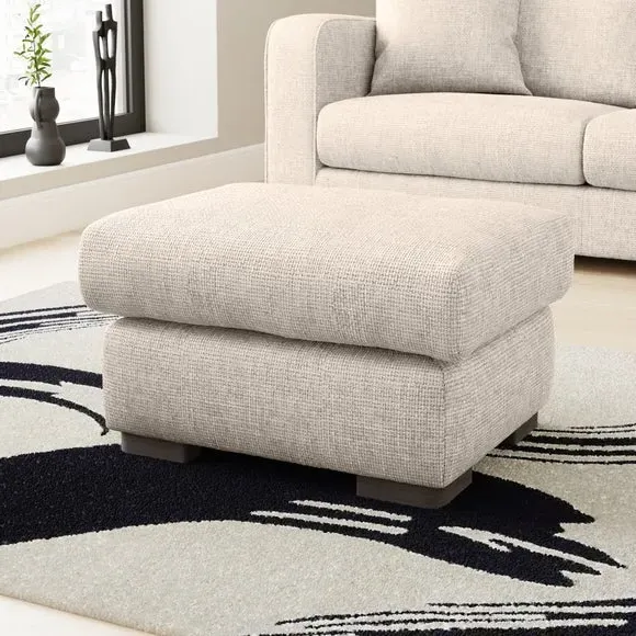 Large Storage Footstool - White Sand, Chenille