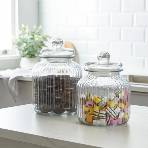 Large Sweet Jar with Lid - Clear, Glass
