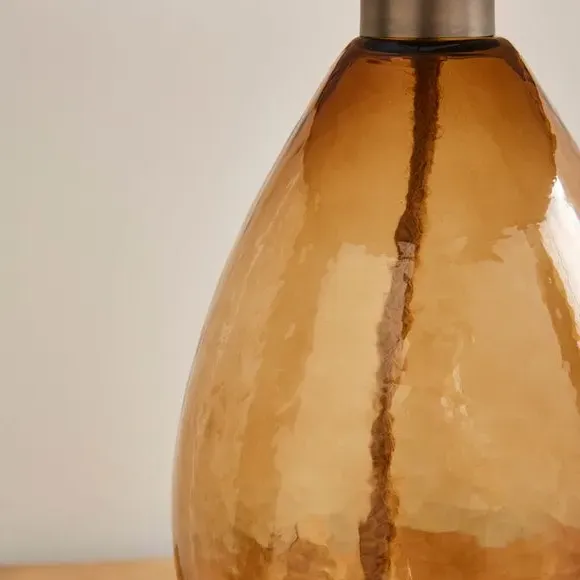 Large Table Lamp with In-Line Switch - Brown Glass