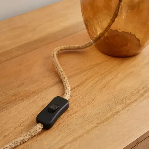 Large Table Lamp with In-Line Switch - Brown Glass