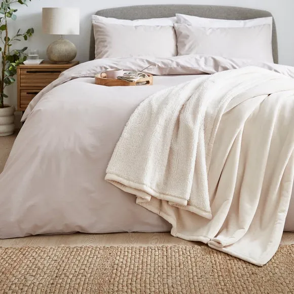 Large Throw Blanket Double-Sided - Natural, Chenille