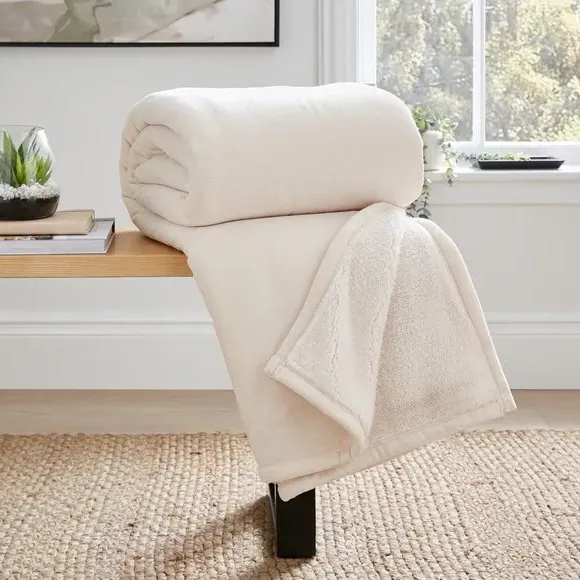 Large Throw Blanket Double-Sided - Natural, Chenille image