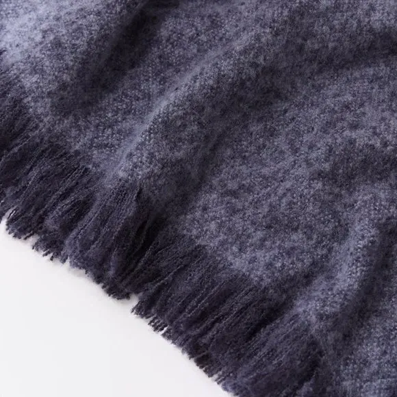 Large Throw Blanket Faux Mohair - Navy, Polyester