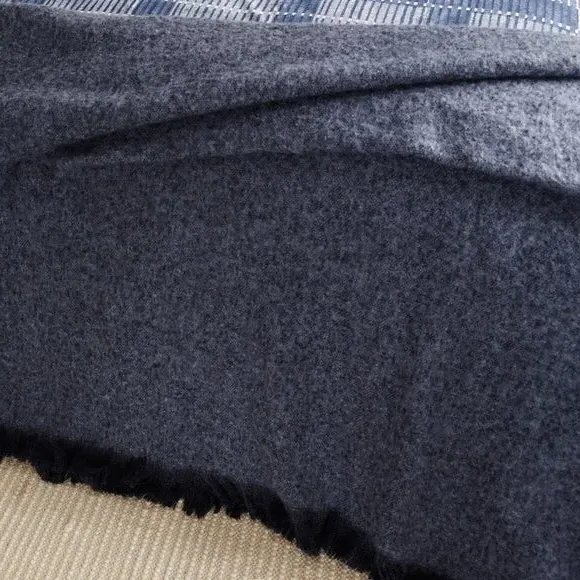 Large Throw Blanket Faux Mohair - Navy, Polyester