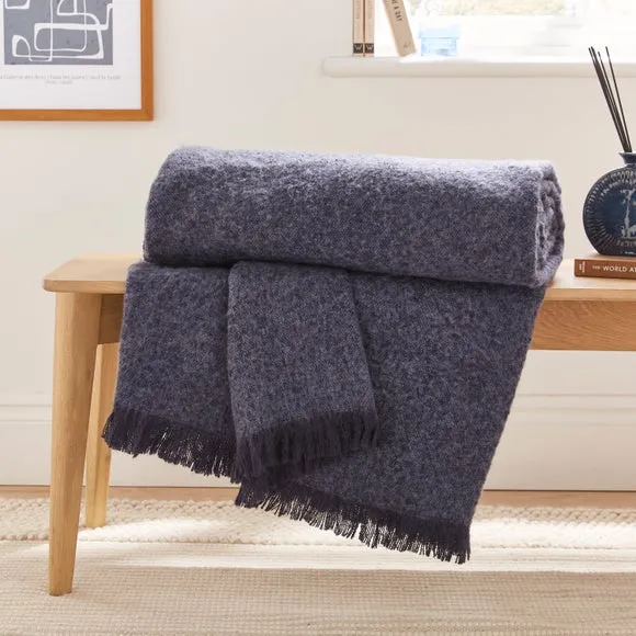 Large Throw Blanket Faux Mohair - Navy, Polyester image