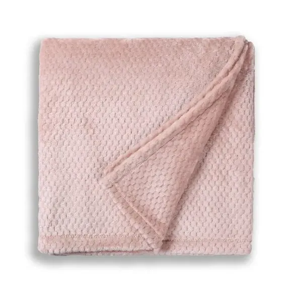 Large Throw Blanket Geometric Weave - Blush