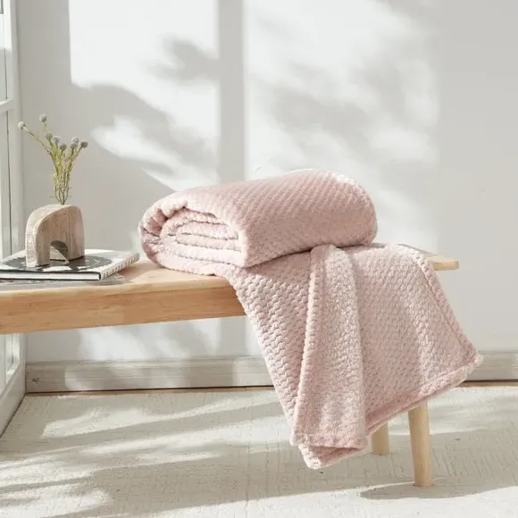 Large Throw Blanket Geometric Weave - Blush image