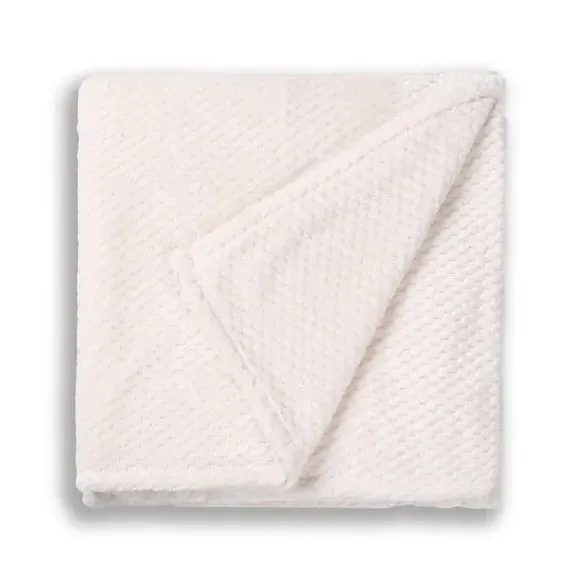 Large Throw Blanket Geometric Weave - Cream