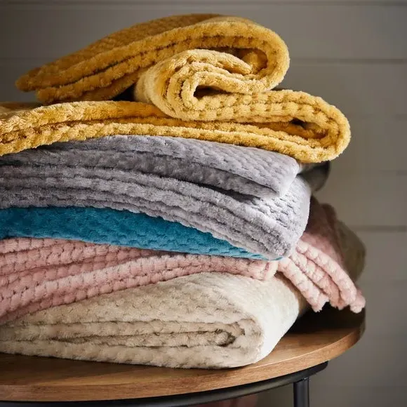 Large Throw Blanket Geometric Weave - Cream