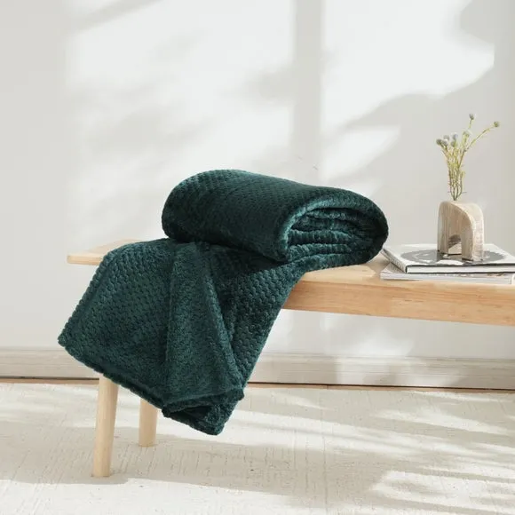 Large Throw Blanket Geometric Weave - Emerald