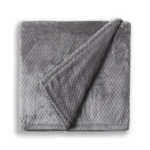 Large Throw Blanket Geometric Weave - Grey