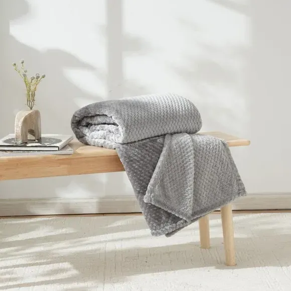 Large Throw Blanket Geometric Weave - Grey