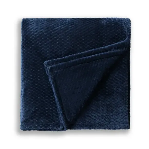 Large Throw Blanket Geometric Weave - Navy