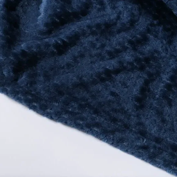 Large Throw Blanket Geometric Weave - Navy