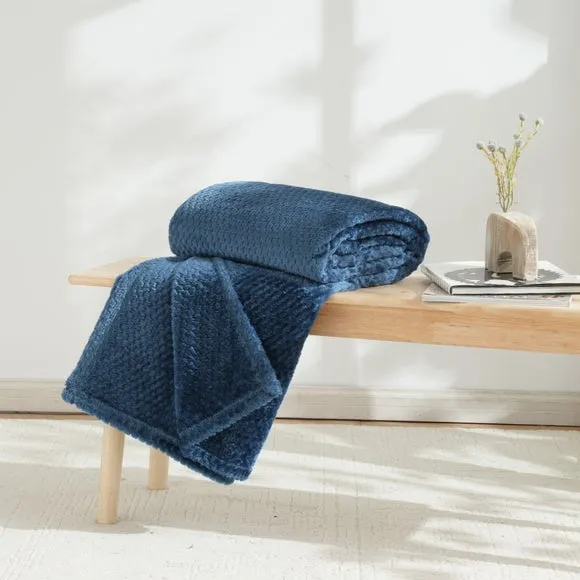 Large Throw Blanket Geometric Weave - Navy